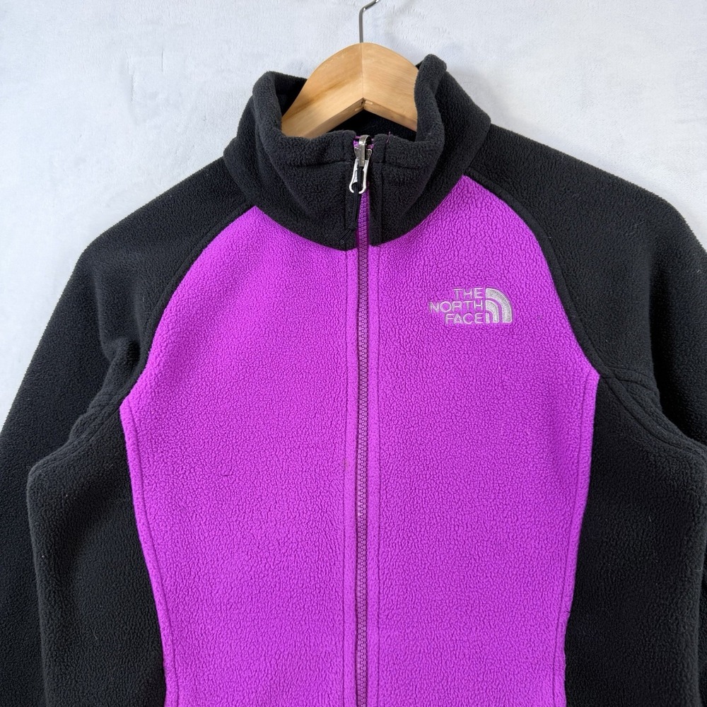The North Face Womens Full Zip Fleece Jacket Purple Colorblock Outdoors Size XS